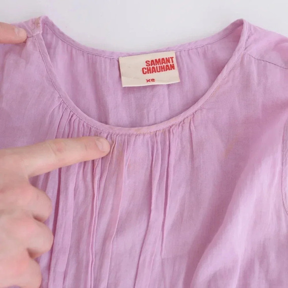 Anthropologie Samant Chauhan Lola Tiered Tunic Liliac 100% Cotton Midi Dress XS - Picture 11 of 11